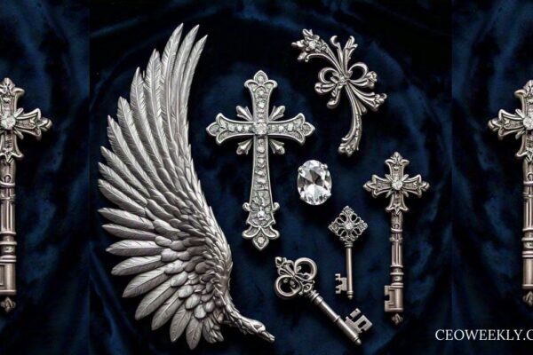 wing diamond cross keys silver mark