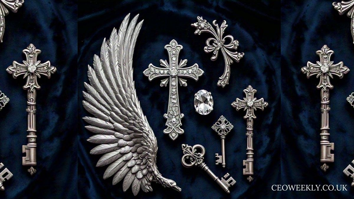 wing diamond cross keys silver mark